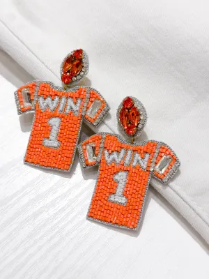 Orange Jersey Beaded Earrings