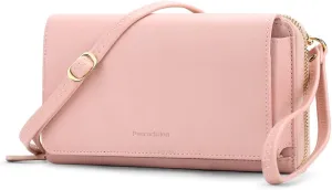 Peacocktion Crossbody Wristlet Wallets for Women RFID Vegan Leather Cross Body Cell Phone Purses with Zipper