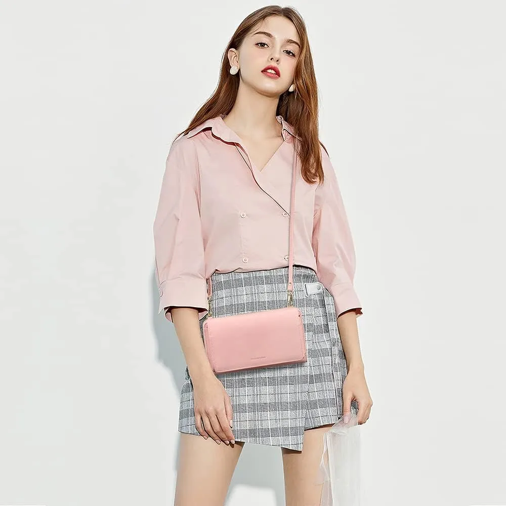 Peacocktion Crossbody Wristlet Wallets for Women RFID Vegan Leather Cross Body Cell Phone Purses with Zipper