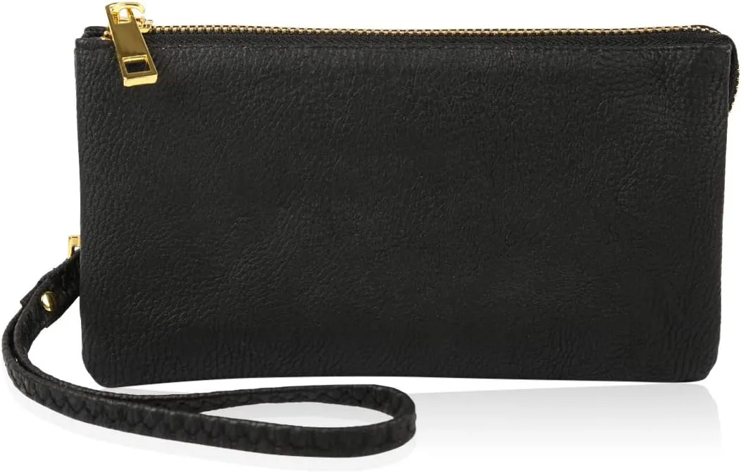 RIAH FASHION Convertible Faux Leather Wallet Purse Clutch - Mini Handbag Detachable Chain Crossbody Strap Phone Holder