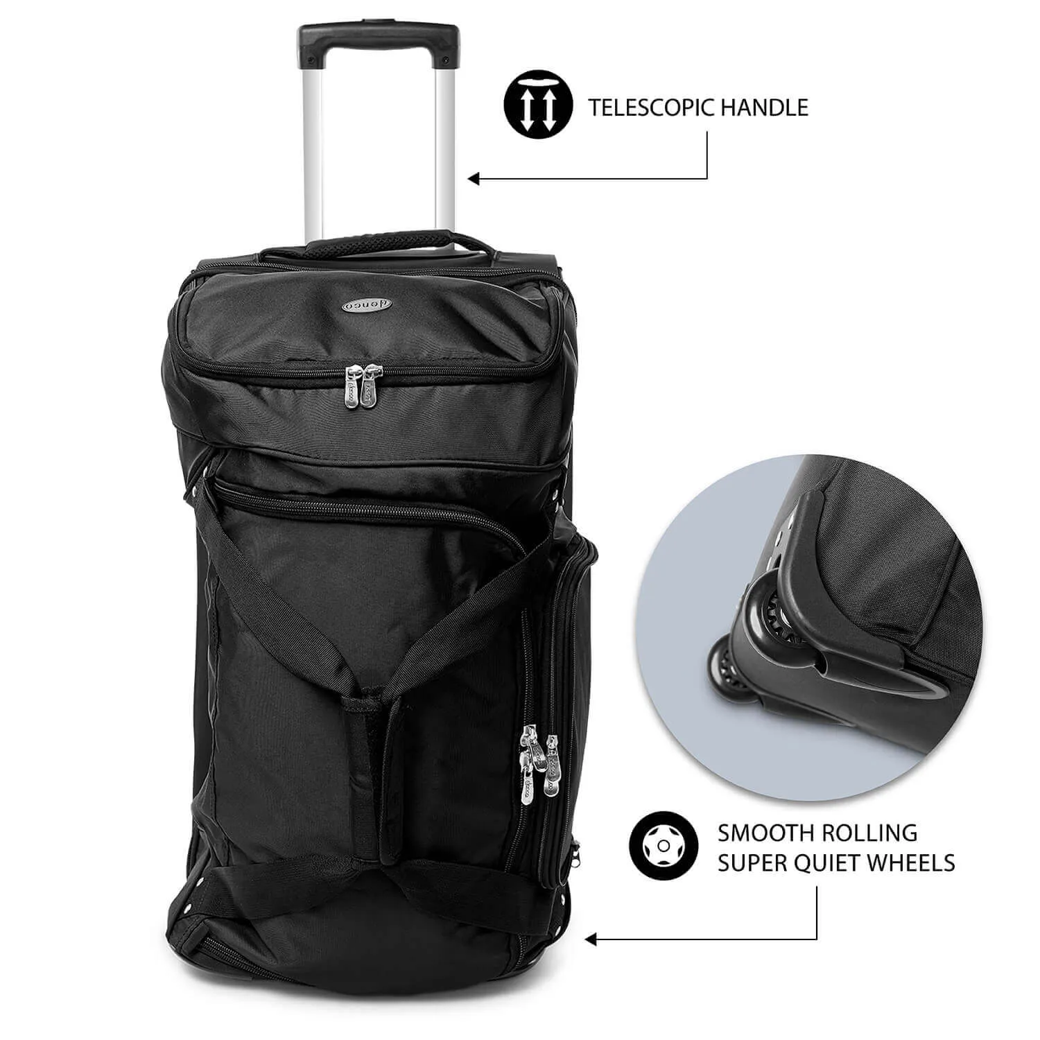 San Francisco 49ers 27" Black Rolling Drop Bottom Duffel