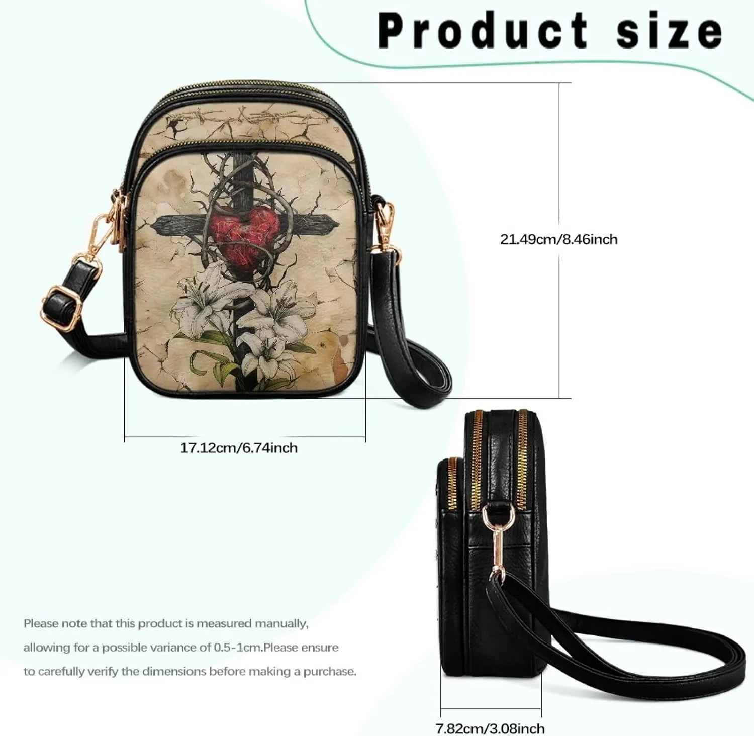 Small Crossbody Bags for Women, Daisy Sunflowers Cross Over Purse PU Leather Shoulder Handbags for Travel, Work