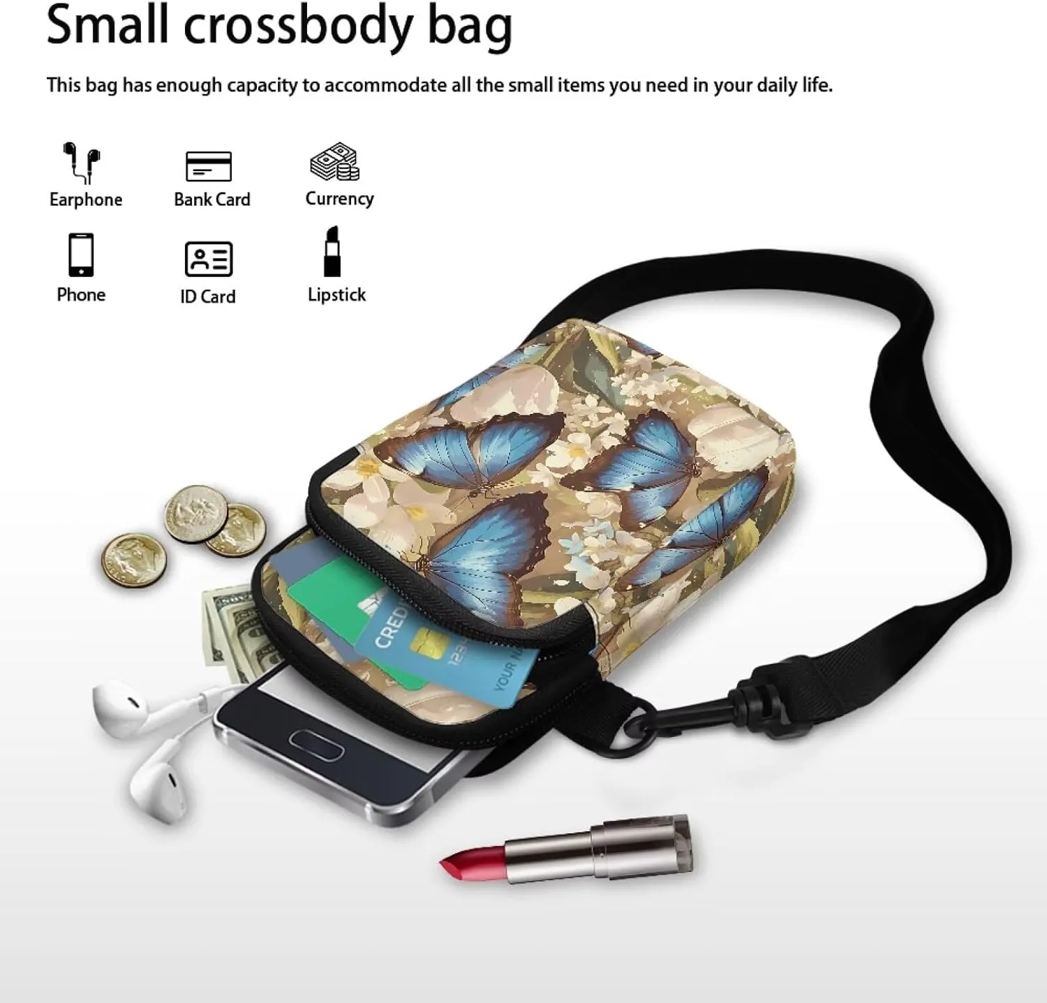 Small Crossbody Bags for Women, Spring Flowers Cell Phone Purse Wallet, Travel Pouch Passport Phone Holder Wallet
