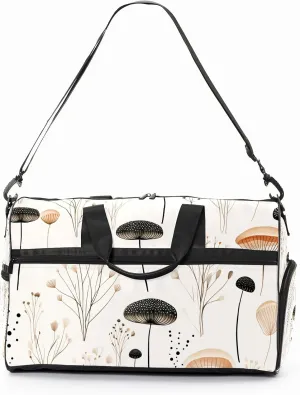 Sports Gym Bag for Women, Sport Duffle Workout Bags with Shoe Compartment, Small Womens Gym Bags, Chinese Painting Mushroom - 1