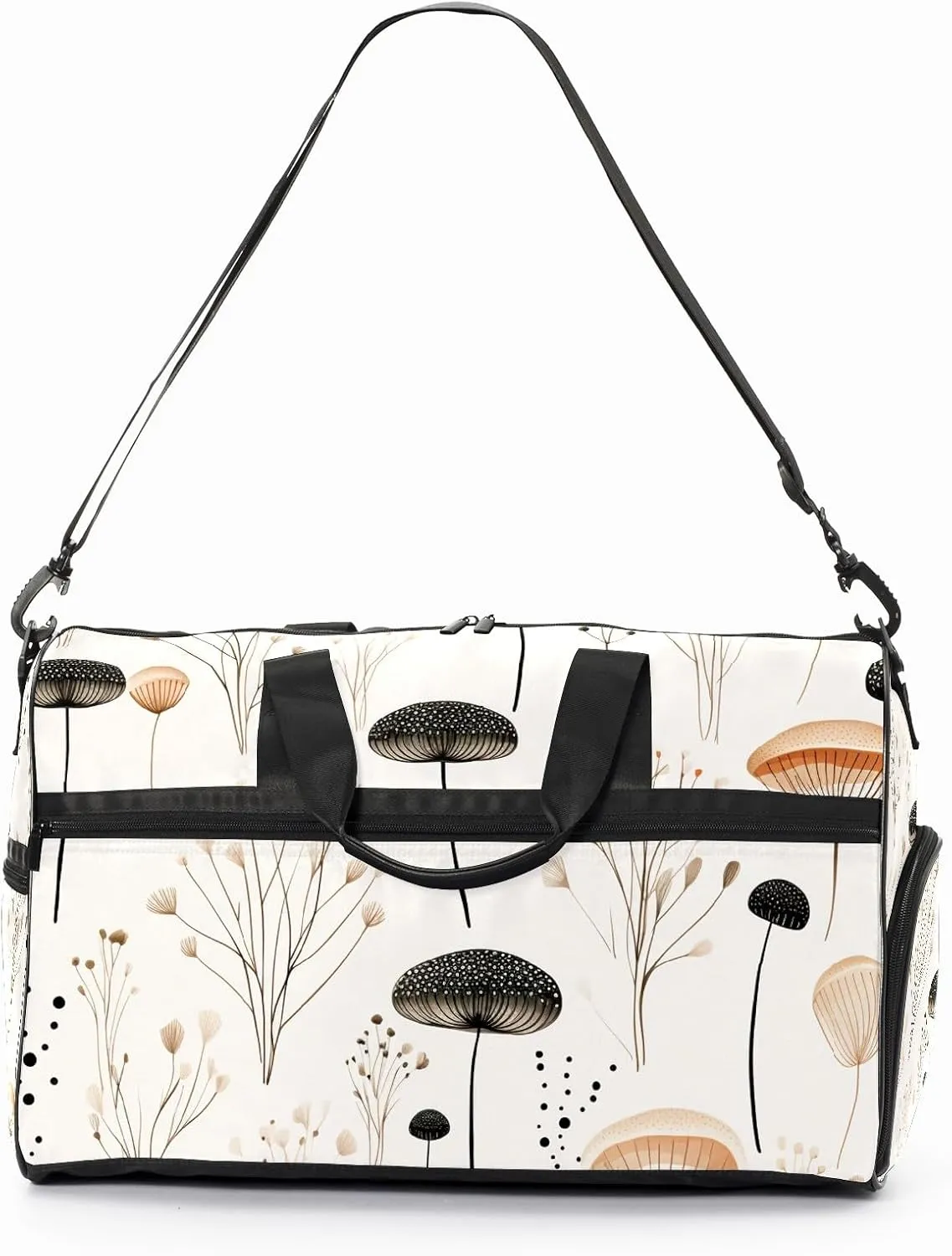 Sports Gym Bag for Women, Sport Duffle Workout Bags with Shoe Compartment, Small Womens Gym Bags, Chinese Painting Mushroom - 1