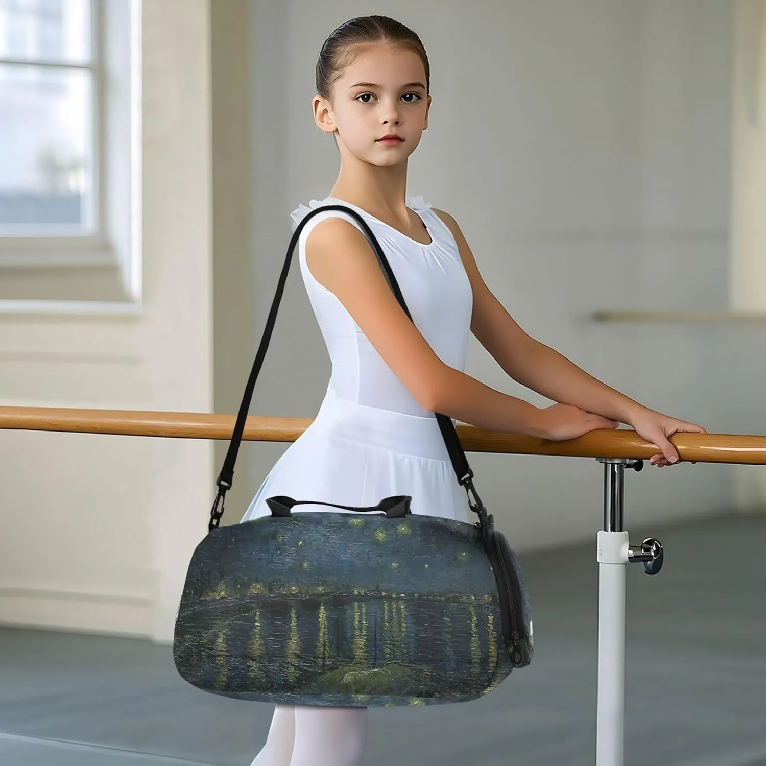 Starry Night Vangogh Prints Girls Duffle Bags for Travel Weekend Duffel Overnight with Shoulder Strap Carry on Duffel Bag Boys