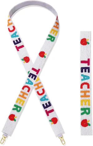 Teacher Purse Straps Replacement Crossbody Wide Shoulder Straps Beaded Teacher Purse Straps Handbag Strap Replacement Belts for Women Teacher Appreciation Gifts (Style D)