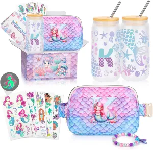 The Little Mermaid Gifts, Mermaids Accessories Jewelry, 3 4 5 6 7 Year Old Sweet Teen Girl Christmas Valentines Day Birthday Gifts Gift, Initial K Mermaid Fanny Pack Crossbody Belt Bag