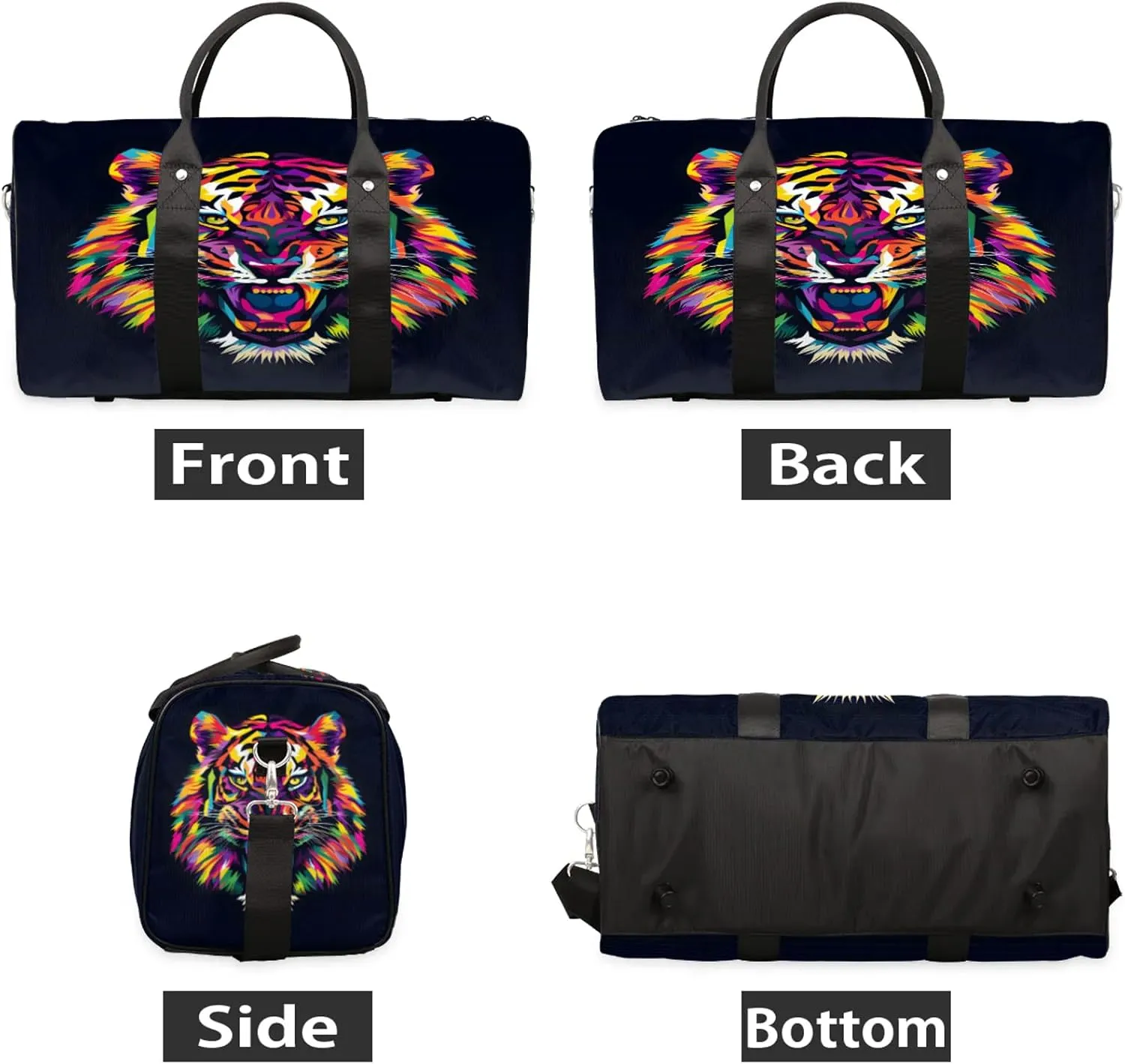 Tiger Travel Bag for Men Women, Gym Duffle Bags for Travel, Carry On Luggage Bag, Weekender Overnight Workout Bags