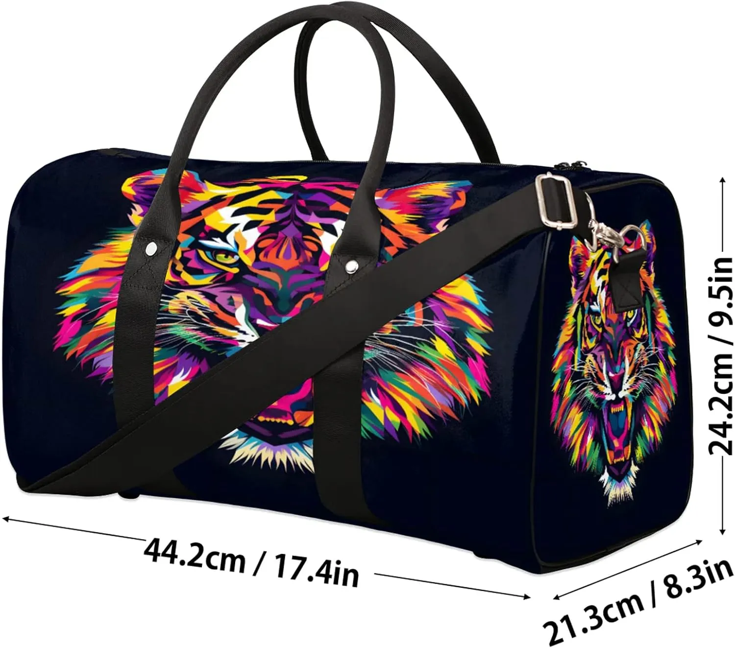 Tiger Travel Bag for Men Women, Gym Duffle Bags for Travel, Carry On Luggage Bag, Weekender Overnight Workout Bags