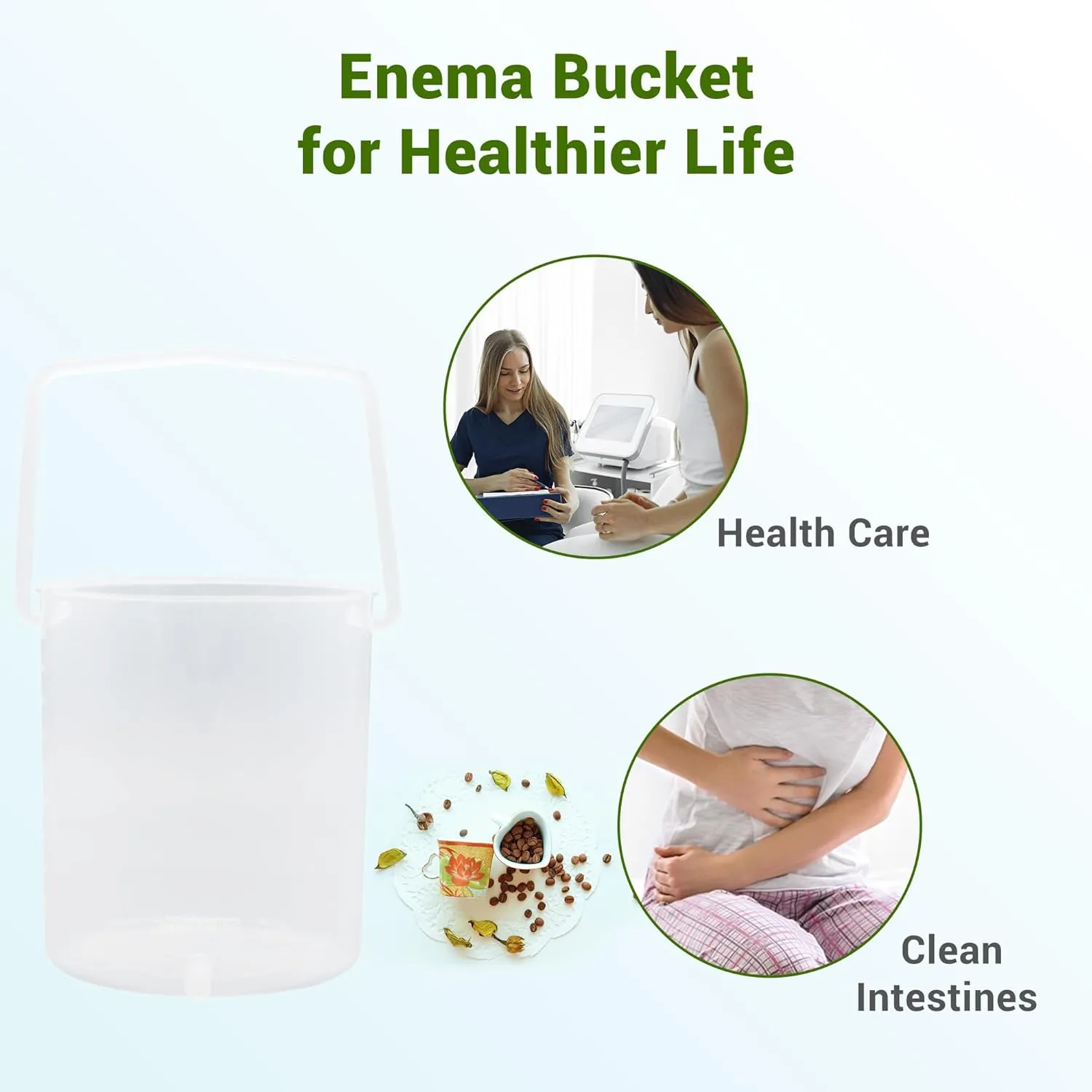 TopQuaFocus 2L Enema Kit for Colon Cleanse - Anti-Back Coffee Enema for Men, Colonic Cleaning, BPA Free Plastic Bucket Kit for Home Use