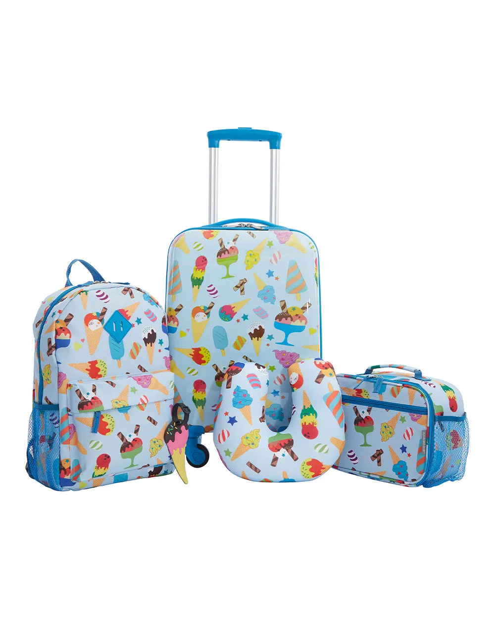 Travelers Club 5 Pieces Kids Luggage Set with 360Â° 4 Wheel Spinner System Ice Cream