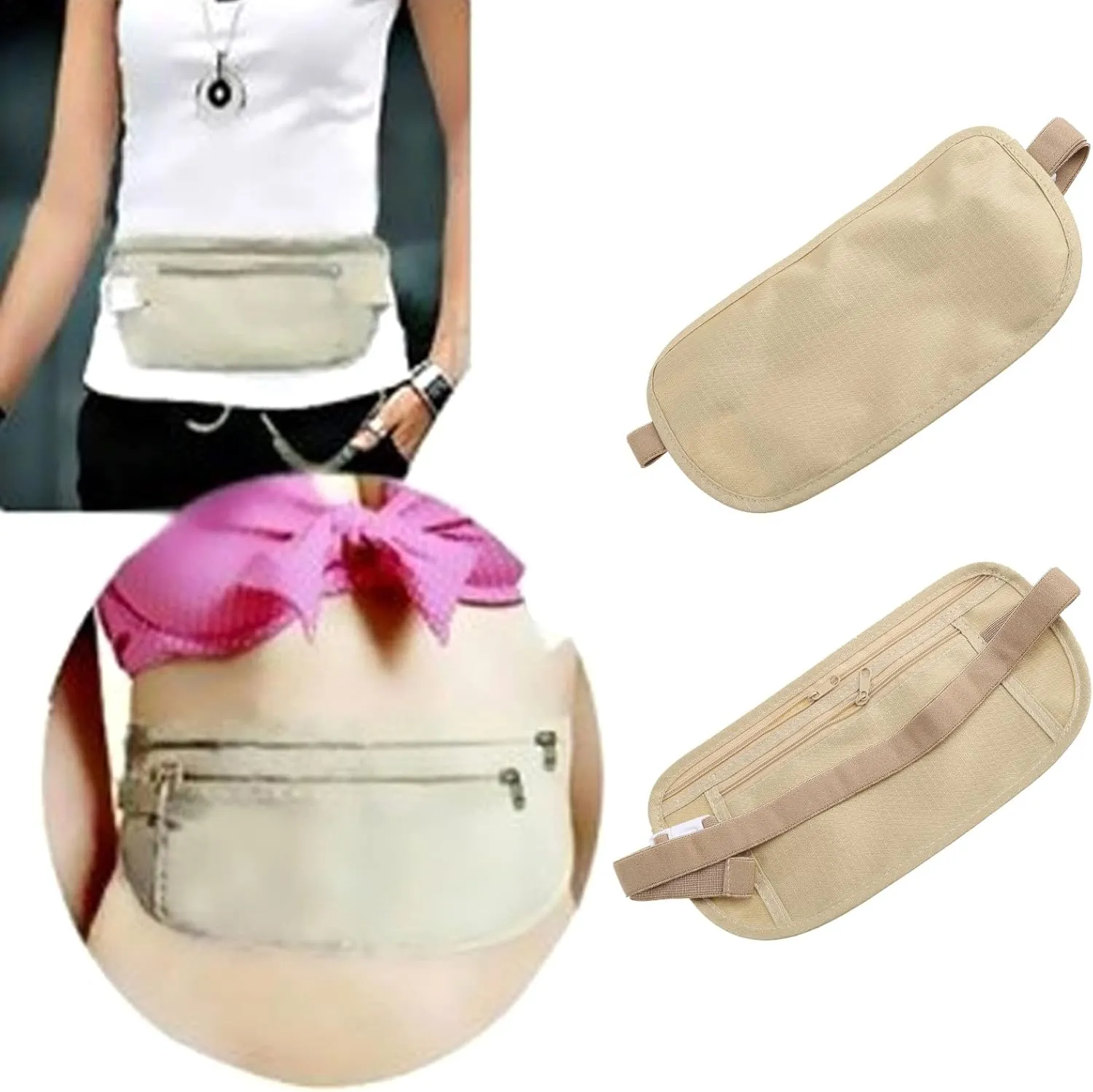 Upgraded Money Belt for Travel Hidden RFID Security Pouch Anti-Theft Passport Fanny Pack for Men & Women Present Gift money pouches for cash small travel money pouch under clothes for men