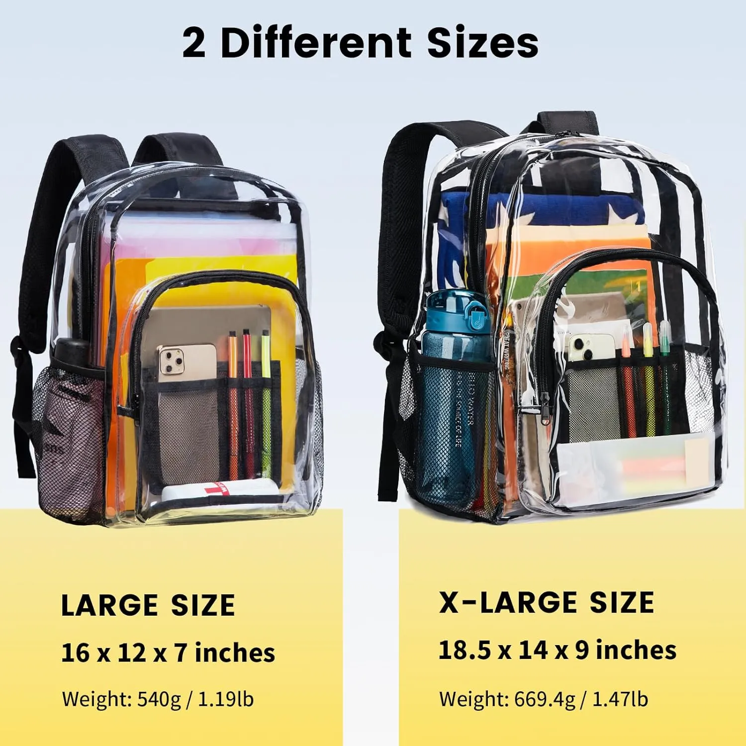 Vorspack Clear Backpack Heavy Duty PVC Transparent Backpack with Reinforced Strap for College Workplace - Black