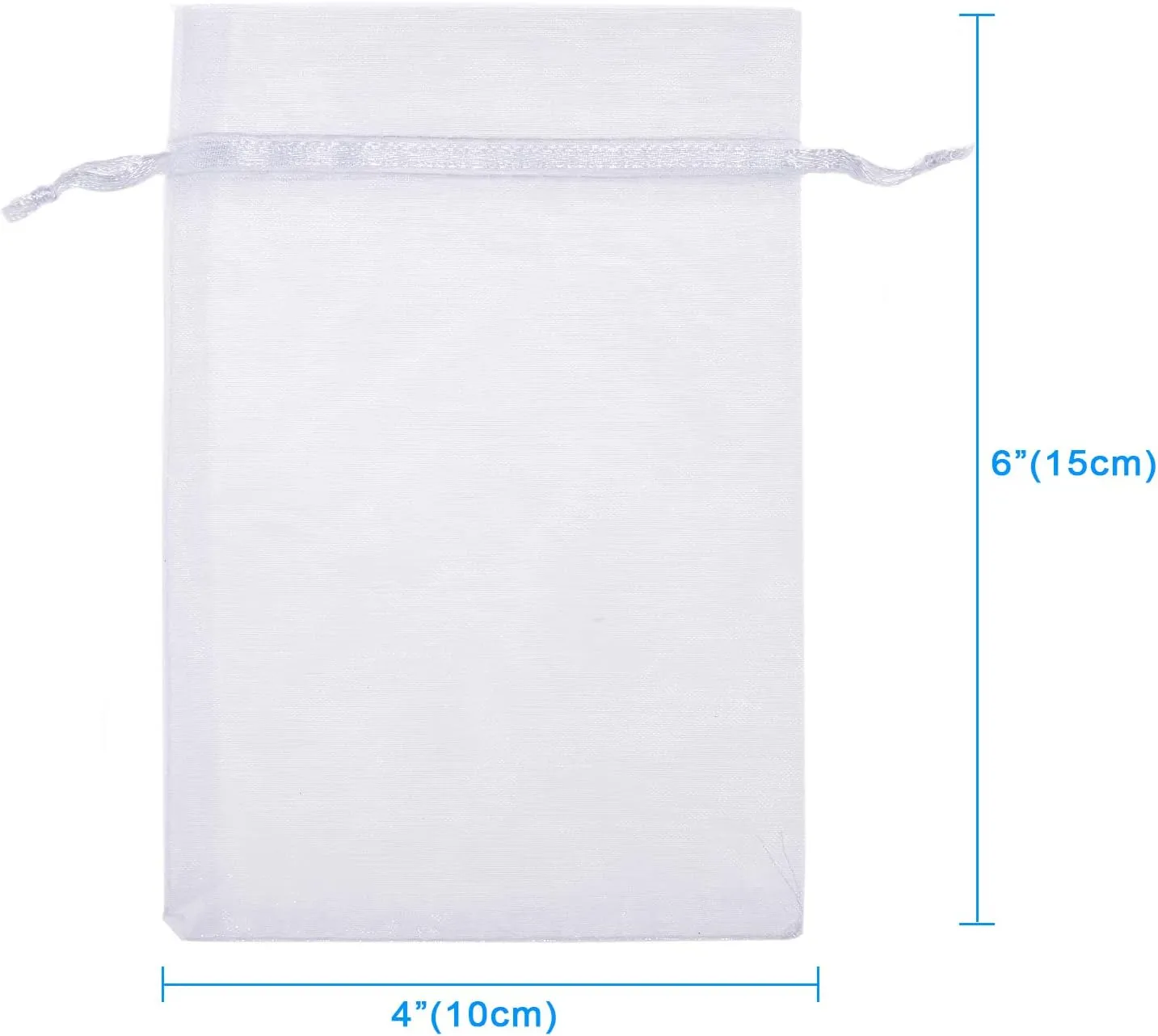 WenTao 100PCS 4x6 (10x15cm) White Sheer Organza Bags for Wedding Favor With Drawstring, Premium Jewelry Pouches Party for Festival Gift ,Candy , Fruit Protection