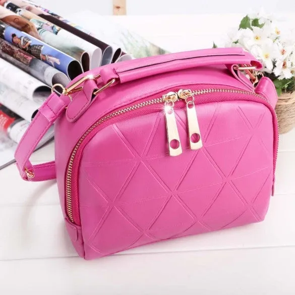 Women Fashion Synthetic Leather Small Solid Candy Color Handbag Cross Body Shoulder Bags
