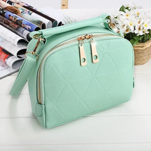 Women Fashion Synthetic Leather Small Solid Candy Color Handbag Cross Body Shoulder Bags