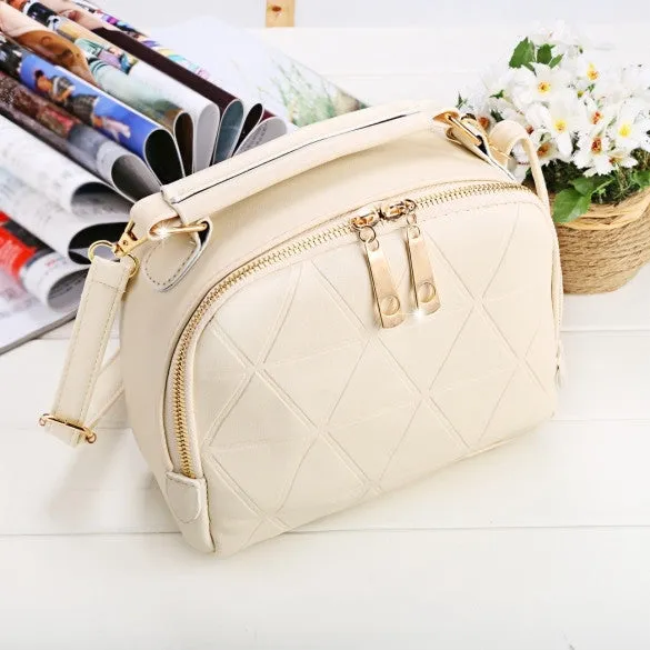 Women Fashion Synthetic Leather Small Solid Candy Color Handbag Cross Body Shoulder Bags