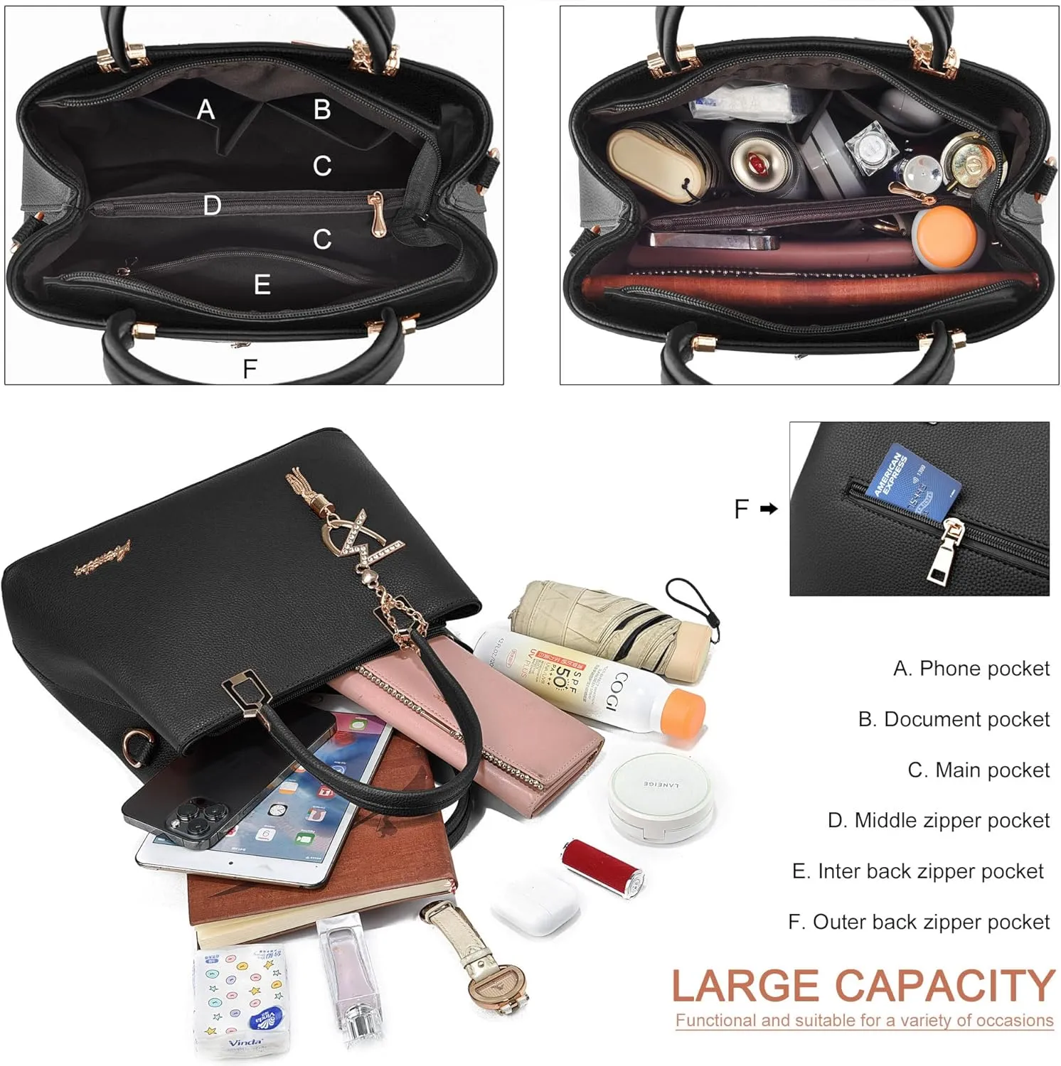 Womens Purses and Handbags Shoulder Bags Ladies Designer Top Handle Satchel Tote Bag