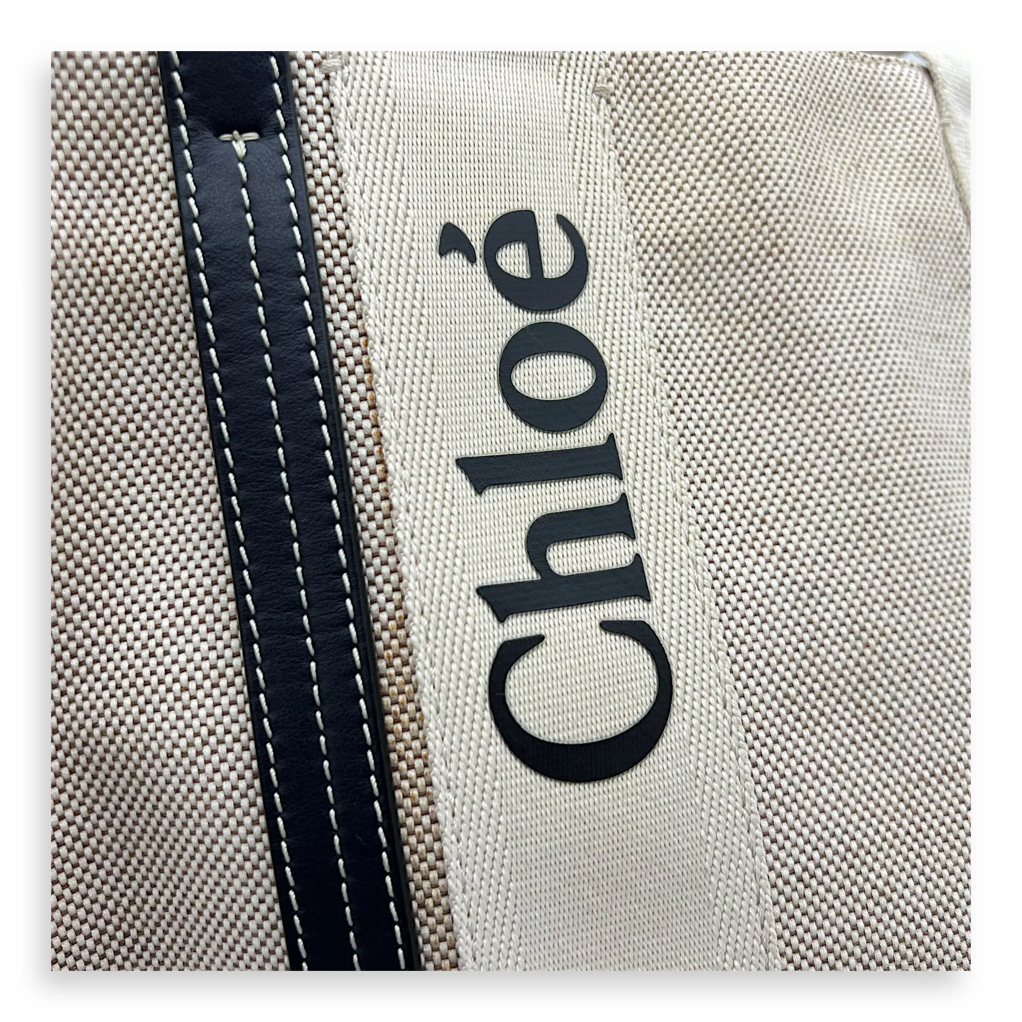Woody Tote Bag Medium Beige in Canvas
