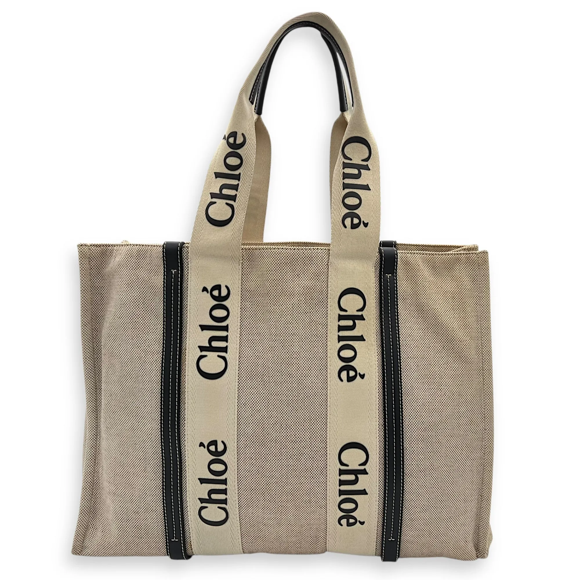 Woody Tote Bag Medium Beige in Canvas