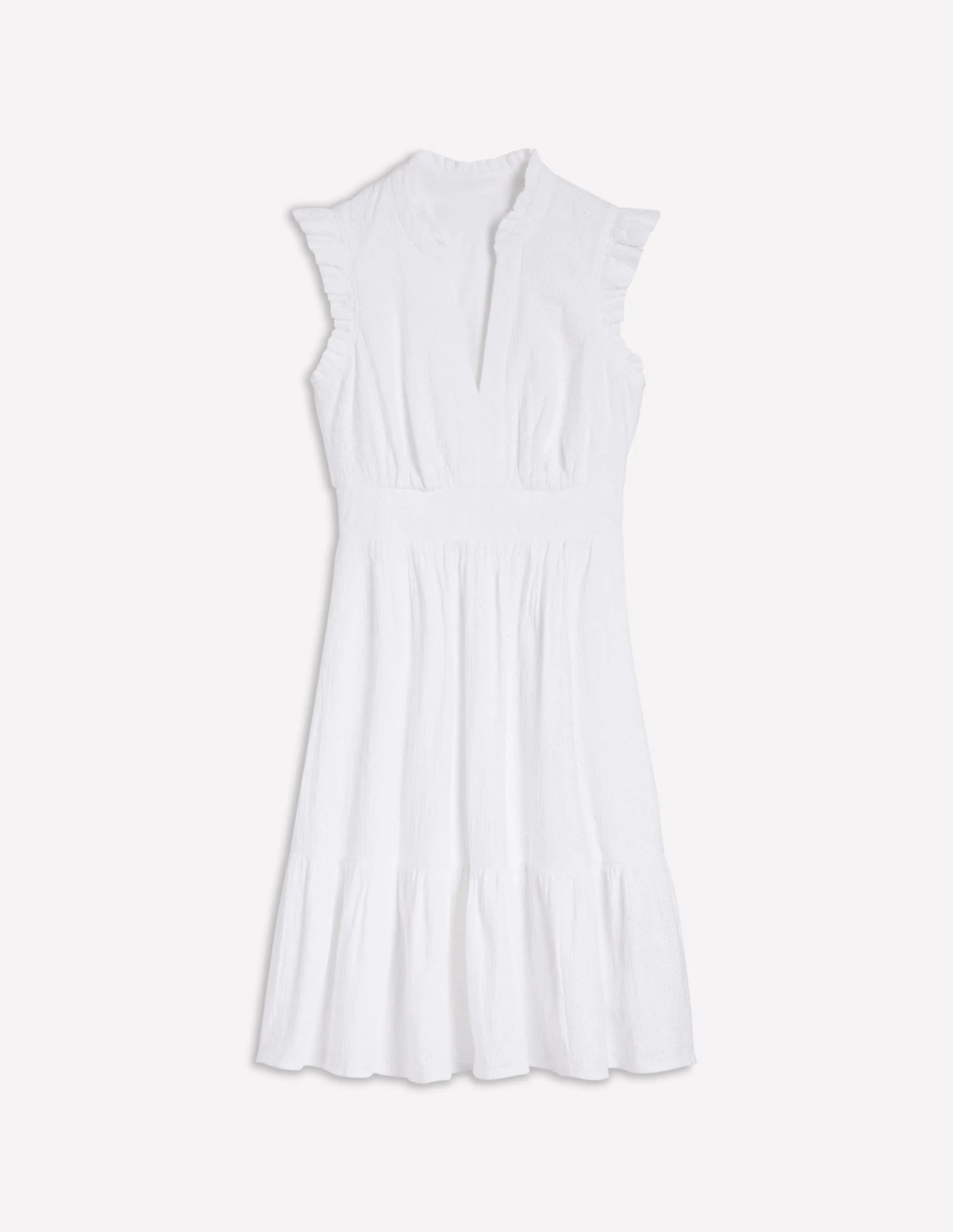 Wren Double Cloth Short Dress-White